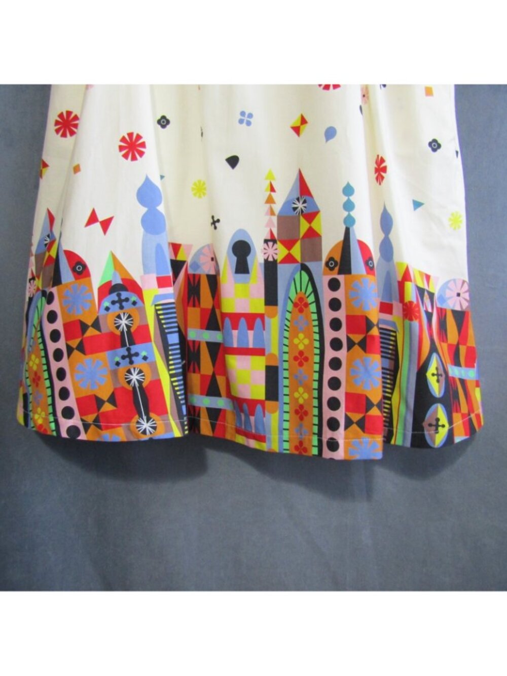 ModCloth Womens L Cotton Graphic Border Print Skirt Novelty Castle Retro New - Picture 4 of 14
